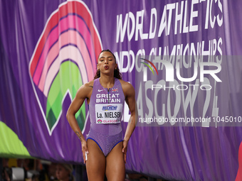 Laviai Nielsen of Great Britain is competing in the 4x400 meters relay and the 400 meters at the 2024 World Athletics Championships in the E...