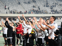 Players from U Cluj are celebrating their victory at the end of Round 28 of the Romania Superliga match between FC Universitatea Cluj and FC...