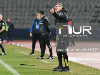 Ioan Ovidiu Sabau is coaching U Cluj during Round 28 of the Romania Superliga match between FC Universitatea Cluj and FC Farul Constanta at...