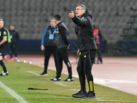 Ioan Ovidiu Sabau is coaching U Cluj during Round 28 of the Romania Superliga match between FC Universitatea Cluj and FC Farul Constanta at...