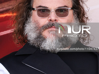 Jack Black arrives at the World Premiere Of DreamWorks Animation And Universal Pictures' 'Kung Fu Panda 4' held at AMC The Grove 14 on March...