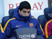 BARCELONA-march 12- SPAIN: Luis Suarez on the bench during the martch between FC Barcelona and Getafe, corresponding to the week 29 of the s...