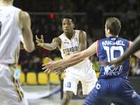 Strasbourg's players Frank Ntilikina in action against MICHEL Felix 10 of Rouen   during the Basket match LNB Pro A 2015-2016 between Strasb...