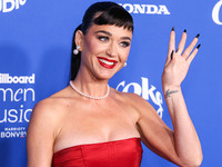 Katy Perry arrives at the 2024 Billboard Women In Music held at the YouTube Theater at SoFi Stadium on March 6, 2024 in Inglewood, Los Angel...