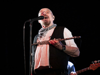 Ian Anderson is playing the flute on stage with his band Jethro Tull at the Coliseu do Porto in Porto, Portugal, on March 7, 2024. (