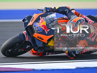 Australian MotoGP rider Jack Miller from Red Bull KTM Factory Racing is participating in the Free Practice 1 session of the Qatar Airways Mo...