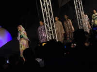 An England-based fashion designer from Klements is presenting a creation during Colombo Fashion Week in Colombo, Sri Lanka, on March 8, 2024...