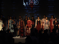 A model is presenting a creation by Sri Lankan fashion designer La Pard at Colombo Fashion Week in Colombo, Sri Lanka, on March 8, 2024. (