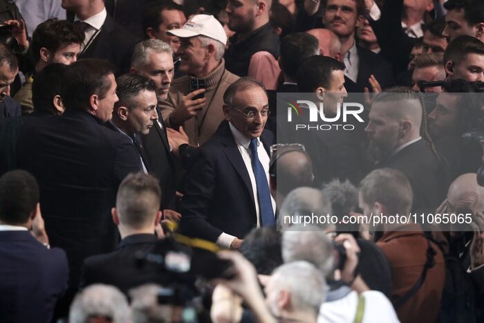 Eric Zemmour, the head of the ''Reconquete!'' party, is attending the European election campaign launch meeting of the far-right ''Reconquet...