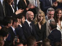 Eric Zemmour (R), head of the ''Reconquete!'' party, is attending the European election campaign launch meeting of the far-right ''Reconquet...