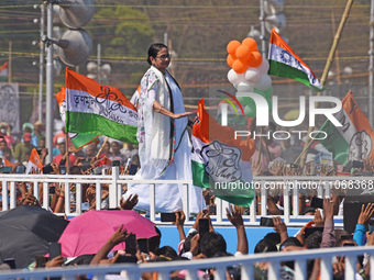 Mamata Banerjee, the Chief Minister of India's West Bengal state and leader of the Trinamool Congress (TC) party, is leading a mega rally fo...