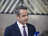 Prime Minister of Greece Kyriakos Mitsotakis attends the Special EU Summit. The  European Council Summit is the EU leaders meeting at the he...