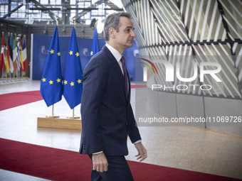 Prime Minister of Greece Kyriakos Mitsotakis attends the Special EU Summit. The  European Council Summit is the EU leaders meeting at the he...