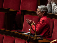 Elisabeth Borne, the former Prime Minister and member of the Renaissance majority group in Parliament, is participating in the discussion of...