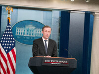 Press Secretary Karine Jean-Pierre and Jake Sullivan are speaking to the press at the White House press briefing on March 12. (