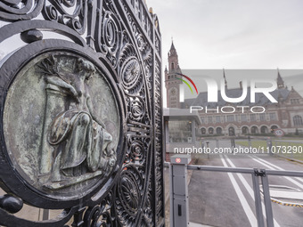 The Peace Palace building of the International Court of Justice in the Hague with close up to Pax the Roman goddess of peace. The building o...