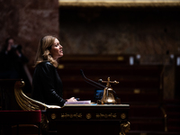 National Assembly President Yael Braun-Pivet is participating in the question session to the government in Paris, France, on March 13, 2024....