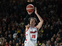 Hugo Besson of Itelyum Varese is playing during the FIBA Europe Cup match between Openjobmetis Varese and Nymburk basketball in Varese, Ital...