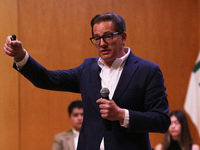 Salomon Chertorivski, the candidate for the Head of Government of Mexico City from the Citizen Movement party, is speaking during a meeting...