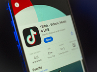 The TikTok short-form video hosting service application is seen on a mobile device in this illustration photo taken on 14 March, 2024. The U...