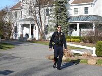 Police are staging at U.S. Congressman Josh Gottheimer's home in Wyckoff, New Jersey, United States, on March 14, 2024. Bergen County Sherif...