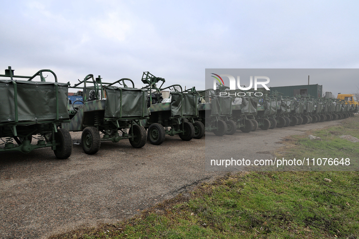 Military units of the Armed Forces of Ukraine are receiving restored Predator Buggy cars in Odesa, southern Ukraine, on March 14, 2024, to m...