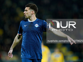 Nicolo' Casale of SS Lazio gestures during the Serie A TIM match between Frosinone Calcio and SS Lazio at Stadio Benito Stirpe on March 15,...