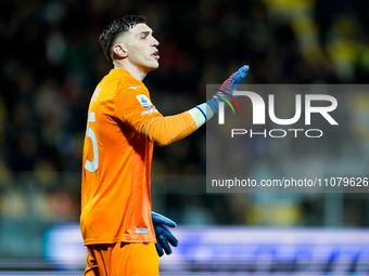 Christos Mandas of SS Lazio gestures during the Serie A TIM match between Frosinone Calcio and SS Lazio at Stadio Benito Stirpe on March 15,...