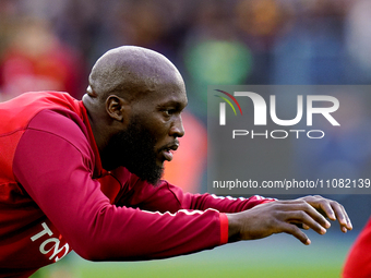 Romelu Lukaku of AS Roma looks on during the Serie A TIM match between AS Roma and US Sassuolo Calcio at Stadio Olimpico on March 17, 2024 i...