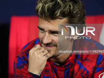 Antoine Griezmann second striker of Atletico de Madrid and France sitting on the bench prior the LaLiga EA Sports match between Atletico Mad...