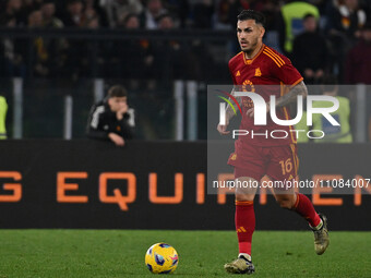 Leandro Paredes of A.S. Roma is playing during the 29th day of the Serie A Championship between A.S. Roma and U.S. Sassuolo at the Olympic S...