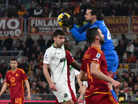 Andrea Consigli of U.S. Sassuolo is playing during the 29th day of the Serie A Championship between A.S. Roma and U.S. Sassuolo at the Olymp...