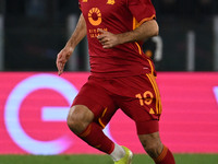 Zeki Celik of A.S. Roma is playing during the 29th day of the Serie A Championship between A.S. Roma and U.S. Sassuolo at the Olympic Stadiu...