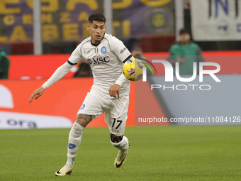 Mathias Olivera of Napoli is in action during the Serie A soccer match between Inter FC and SSC Napoli at Stadio Meazza in Milan, Italy, on...