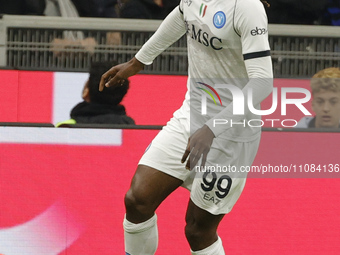 Frank Zambo Anguissa of Napoli is controlling the ball during the Serie A soccer match between Inter FC and SSC Napoli at Stadio Meazza in M...