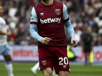 Jarrod Bowen of West Ham United is playing during the Premier League match between West Ham United and Aston Villa at the London Stadium in...