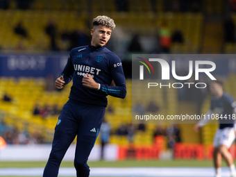 Mateo Joseph (Leeds United) is warming up before the Sky Bet Championship match between Leeds United and Millwall at Elland Road in Leeds, o...