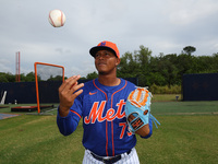 Wilson Lopez #73 of the New York Mets minor league team is posing for photos at the Mets Minor League Complex in Port St. Lucie, Florida, on...