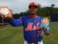 Wilson Lopez #73 of the New York Mets minor league team is posing for photos at the Mets Minor League Complex in Port St. Lucie, Florida, on...