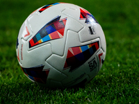 The official Puma ball is being used in the LaLiga Hypermotion 2023 - 2024 match between FC Andorra and SD Amorebieta at Estadi Nacional d'A...