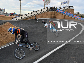 Riders are competing in the 2024 USA Cycling Elite BMX National Championships at the Rock Hill BMX Supercross Track in Rock Hill, South Caro...