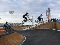 Riders are competing in the 2024 USA Cycling Elite BMX National Championships at the Rock Hill BMX Supercross Track in Rock Hill, South Caro...
