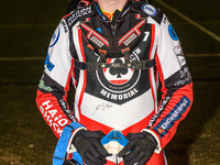 Sam Hagon is participating as a reserve during the Peter Craven Memorial Trophy meeting at the National Speedway Stadium in Manchester, Engl...