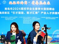 College graduates are attending a job fair in Qingdao, Shandong Province, China, on March 23, 2024. (