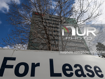 EDMONTON, CANADA - MARCH 24:
Sign 'FOR LEASE' seen in downtown Edmonton area, on March 24, 2024, in Edmonton, Alberta, Canada. (