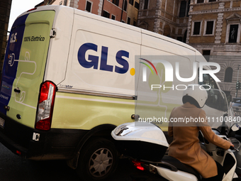 GLS delivery truck is seen in Rome, Italy on March 25, 2024. (