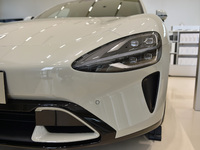 A headlamp of the XIAOMI SU7 electric supercar is being seen at the Xiaomi East China headquarters in Nanjing, China, on March 28, 2024. Xia...