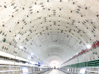 The main line tunnel that China Railway Group is building is seen in Qingdao, Shandong Province, China, on March 28, 2024. (