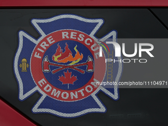 EDMONTON, CANADA - MARCH 28:
Edmonton Fire Rescue logo on a van, on March 28, 2024, in Edmonton, Alberta, Canada. (