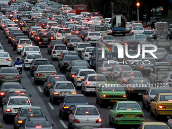 Heavy traffic jams in Tehran (capital of Iran) before Nowruz (Iranian New Year) holiday, 16 March 2016, Tehran-Iran.
 (